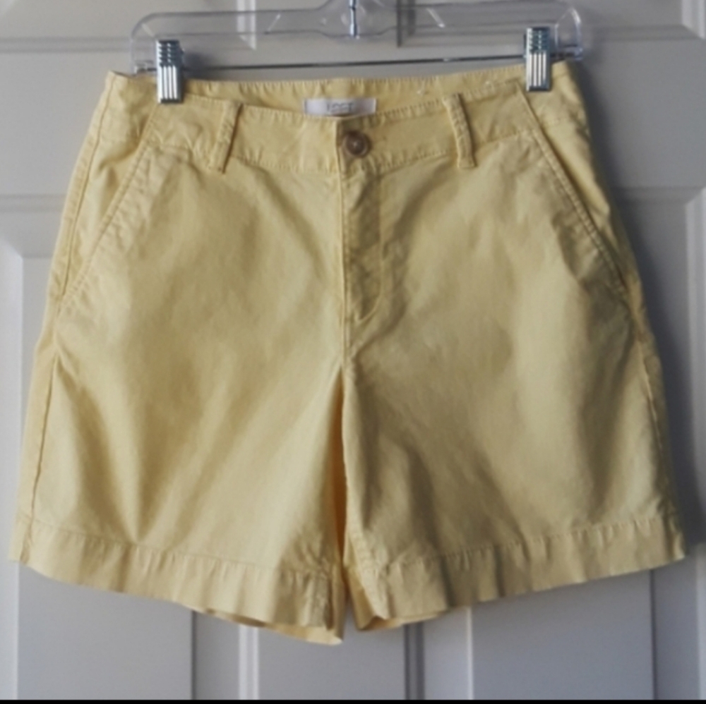 LOFT Yellow The Washed Twill Shorts